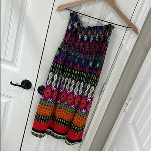 VENUS Orange Red Smocked Midi Resort Coverup